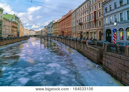 Griboyedov Canal At Winter, Saint Petersburg, Russia