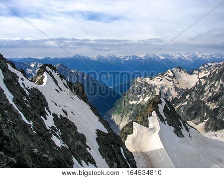 Mountain landscape in the area of Mount Elbrus. The gorge Adyr-Su Russia