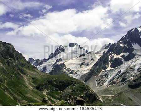 Mountain landscape in the area of Mount Elbrus. The gorge Adyr-Su Russia