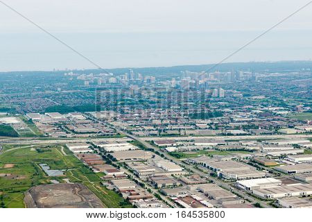 Aerial view at Edmonton city suburb. Edmonton city Alberta province Canada