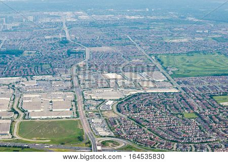 Aerial view at Edmonton city suburb. Edmonton city Alberta province Canada