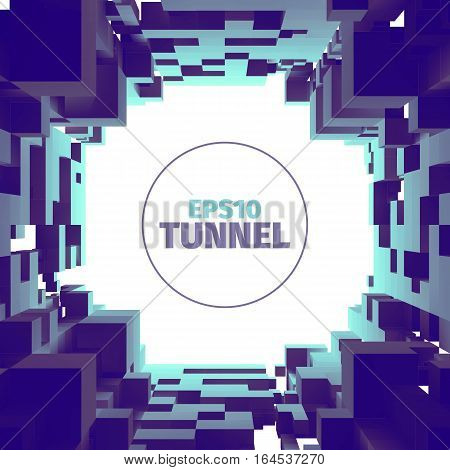 Abstract vector tunnel. 3d background. Web banner
