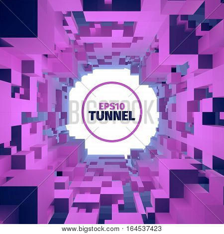 Abstract vector tunnel. 3d background. Web banner