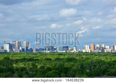 Aerial view at Winnipeg city Manitoba Canada