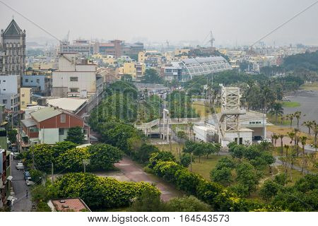 Aerial view of Kaohsiung City special municipality in the Republic of China on Taiwan Asia