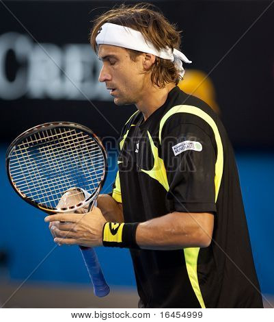 MELBOURNE - 26 januari: David Ferrer van Spanje in zijn kwartfinale lwin over Rafael Nadal van Spanje  