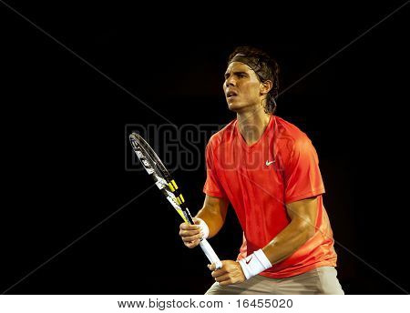 MELBOURNE - 26 januari: Rafael Nadal van Spanje in zijn laatste kwartaal verlies David Ferrer van Spanje in 