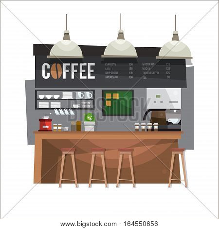 Coffee bar. Coffee shop. Design in flat style. Vector illustration.
