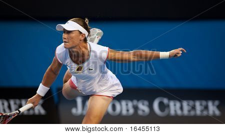 MELBOURNE - 20 gennaio: Samantha Stosur in Australia nel suo secondo turno vittoria su Vera Dushevina di