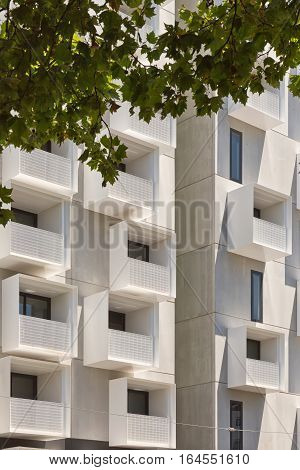 Melbourne Australia - February 2015: Upper House apartments in Swanston Street Carlton designed by Jackson Clements Burrows Architects with 
