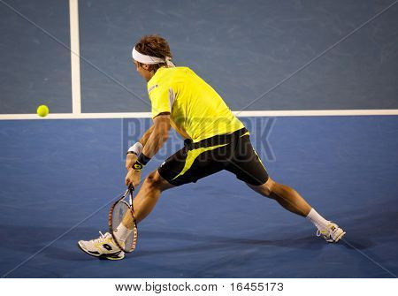 MELBOURNE - 28 januari: David Ferrer van Spanje in zijn halve finale verlies aan Andy Murray van Groot-Brittannië