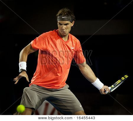 MELBOURNE - 26 januari: Rafael Nadal van Spanje in zijn laatste kwartaal verlies David Ferrer van Spanje in 