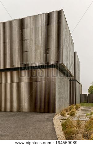 Torquay Australia - February 2015: 'Torquay House' designed by Wolveridge Architects located in a coastal environment of beachtown Torquay Victoria Australia