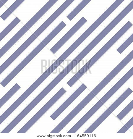 Seamless geometric pattern. Stripy texture. Diagonal gray-blue strips on white background. Labyrinth theme. Vector