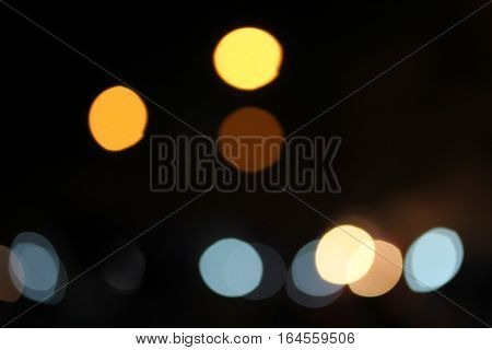 Night City Street Lights Bokeh Background.