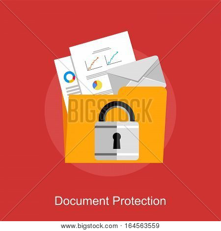 Document protection data protection or document management concept illustration.