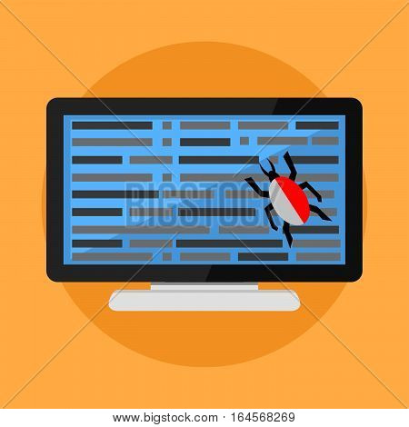 Virus on computer concept illustration. Malmware worm.
