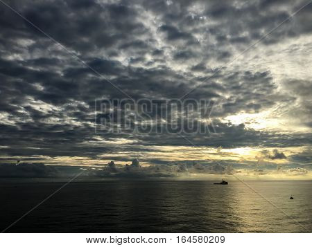 Sunset Sea and Cloudy, Beautiful sky background