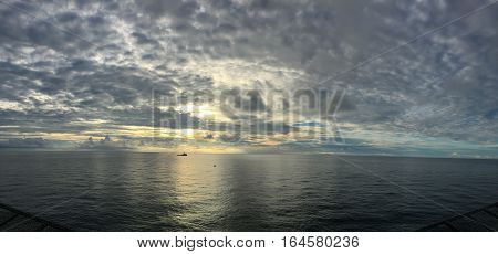Sunset Sea and Cloudy, Beautiful sky background