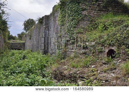 Inside Siddington Third Lock looking towards Upper Siddington Bridge Thames & Severn Canal Cirencester Gloucestershire