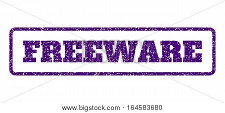 Indigo Blue rubber seal stamp with Freeware text. Vector caption inside rounded rectangular frame. Grunge design and unclean texture for watermark labels. Horisontal sticker on a white background.