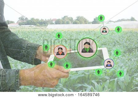 internet of things agriculture conceptsmart farmingfarmer use augmented reality application to manage a human resource in the farm