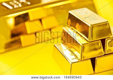 Gold bars background, Financial, business investment concept