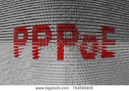PPPoE in the form of binary code, 3D illustration