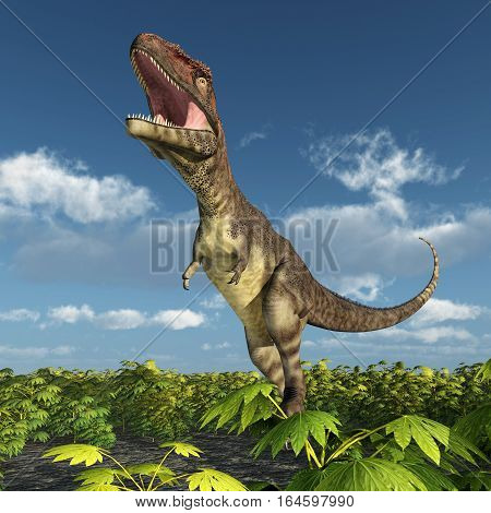 Computer generated 3D illustration with the dinosaur Mapusaurus