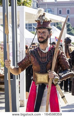CAGLIARI, ITALY - October 29, 2016: Invitas waterfront Porto Sardinia performances of traditions and food.