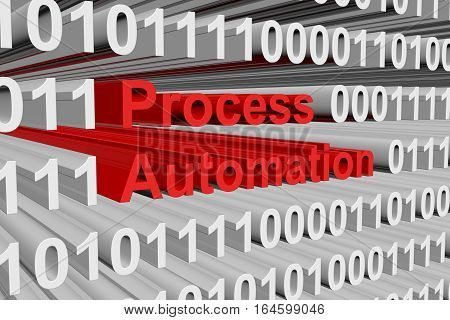 process automation in the form of binary code, 3D illustration