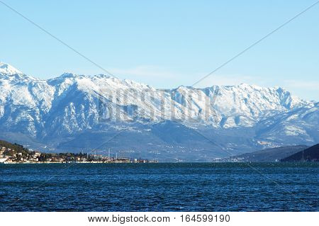 Winter at the seaside. The Bay of Kotor, Montenegro