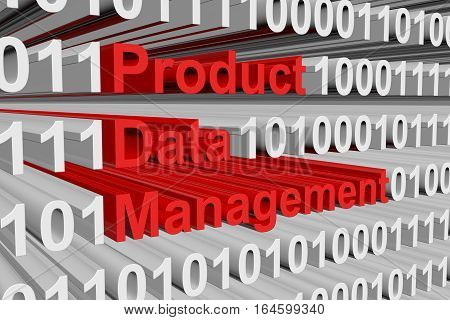 Product Data Management is presented in the form of binary code 3d illustration