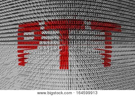 PTT in the form of binary code, 3D illustration