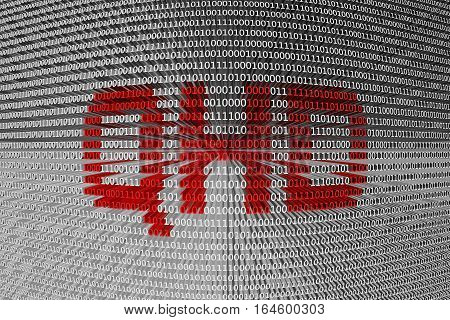 QHD in a binary code 3D illustration
