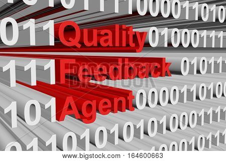 Quality Feedback Agent is presented in the form of binary code 3d illustration