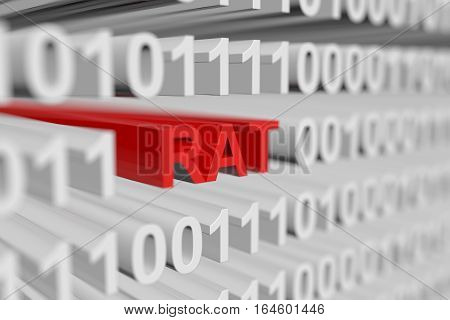 RAT as a binary code with blurred background 3D illustration