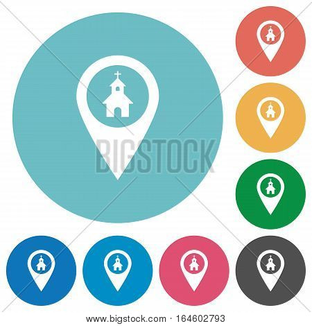 Church GPS map location icons in color glass sphere buttons with shadows