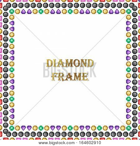 Diamonds square frame. Vector illustration jewelry. Abstract vector border on white background.