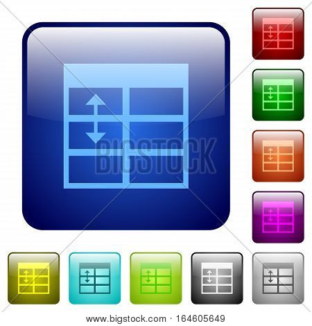 Spreadsheet adjust table row height icons in rounded square color glossy button set