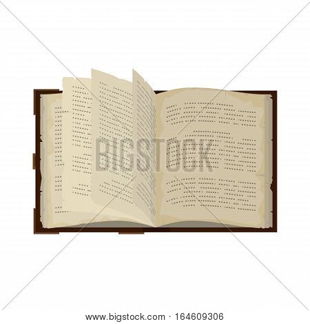 Old 3d colorful open book or tutorial. Isometric flat classbook or textbook icon. Education symbol logo. Illustration vector art.