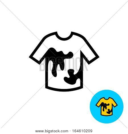 Clothes with stains icon. T-shirt with dirty spots black silhouette icon.