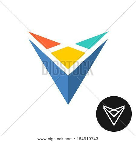 Triangle tech abstract colorful logo with black and white outline version.