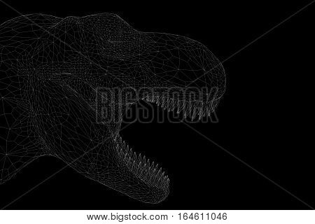 Dinosaur TRex in Hologram Wireframe Style. Nice 3D Rendering