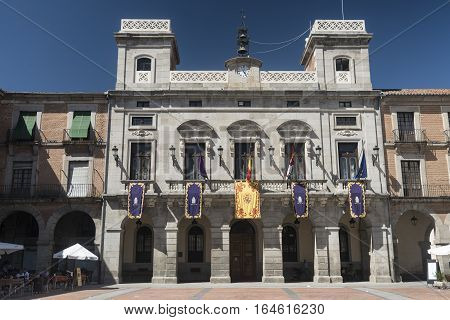 AVILA, SPAIN - JULY 23, 2016: Avila (Castilla y Leon Spain): the historic market square