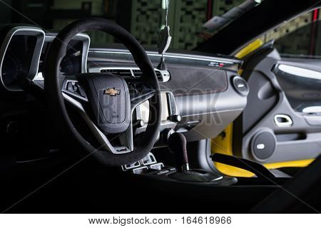 BANGKOK, THAILAND - AUGUST 30, 2016 : Interior of Chevrolet Camaro ZL1 2015 model