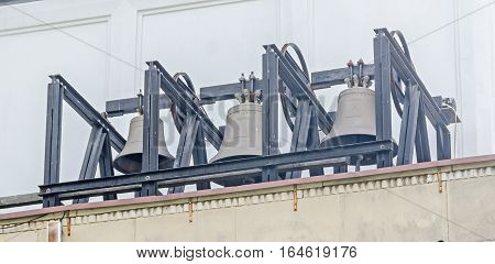 Bucharest, Romania - May 15, 2016. The Monastary Casin, Detail, The Church Bells.