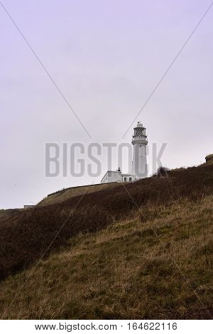 A view of the beach and surrounding rock at the North Landing at Flamborough Head on the north Yorkshire coast.