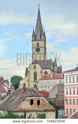 Sibiu, Romania - August 10, 2016: The Lutheran Cathedral Of Saint Mary, Most Famous Gothic-style Chu