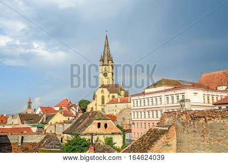 Sibiu, Romania - August 10, 2016: The Lutheran Cathedral Of Saint Mary, Most Famous Gothic-style Chu